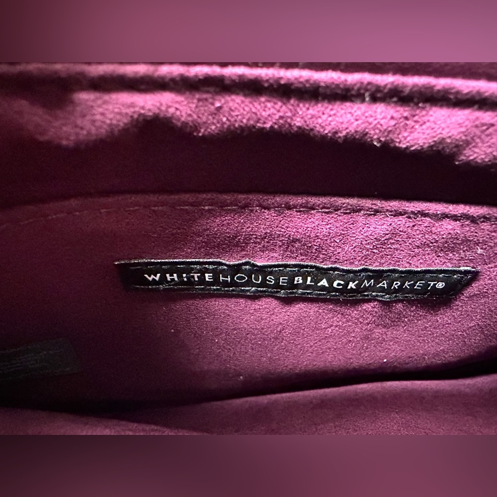 White House Black Market Real Suede Faux Leather Clutch Bright Purple BNWT - Picture 3 of 10